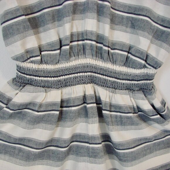 Madewell Yucatan Striped Romper Shorts Sleeveless Summer Blue White Size XS - Picture 7 of 12